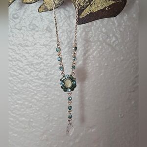 1928 Blue/Green Lobster Claw Pendant Necklace